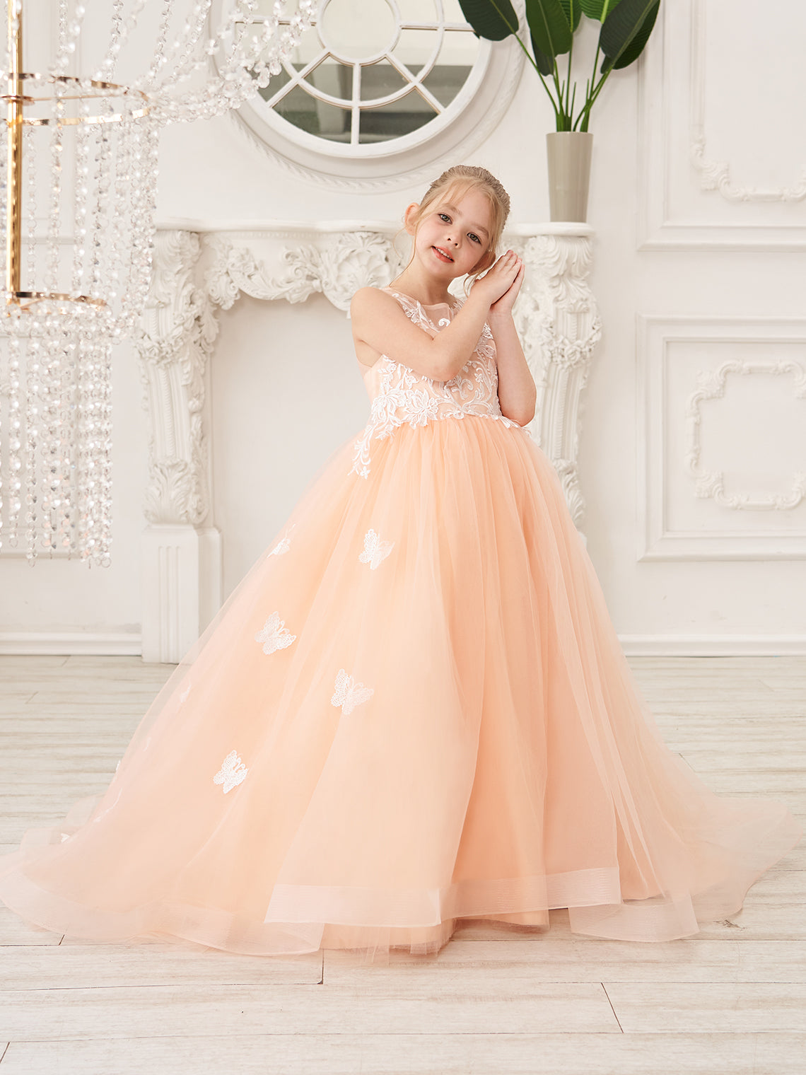 Elegant A-Line Princess Sleeveless Tulle Flower Girl Dress