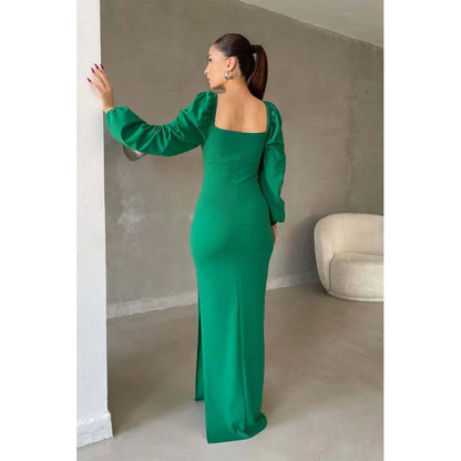 Simple Sheath Sweetheart Long Sleeves Long Prom Dress