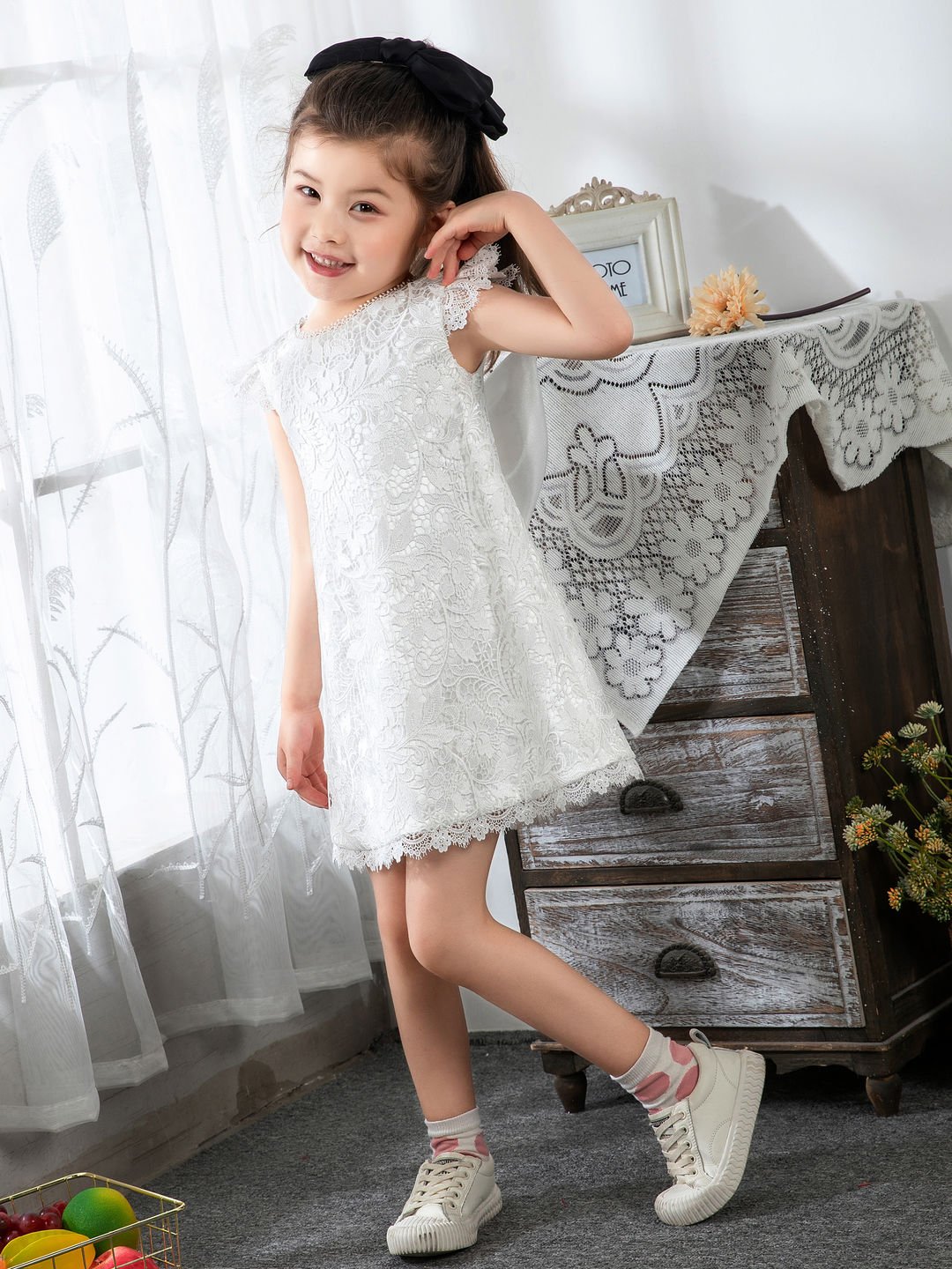 NumberSea - Kids Little Girls' Dress Floral Solid Colored Dress Birthday dress Lace Sleeveless Princess Cute Dresses