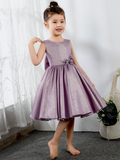 NumberSea - Satin Kids Dresses Girls Princess Cute Dresses Sleeveless Birthday Dress Children's Occasion Wear Party Dresses