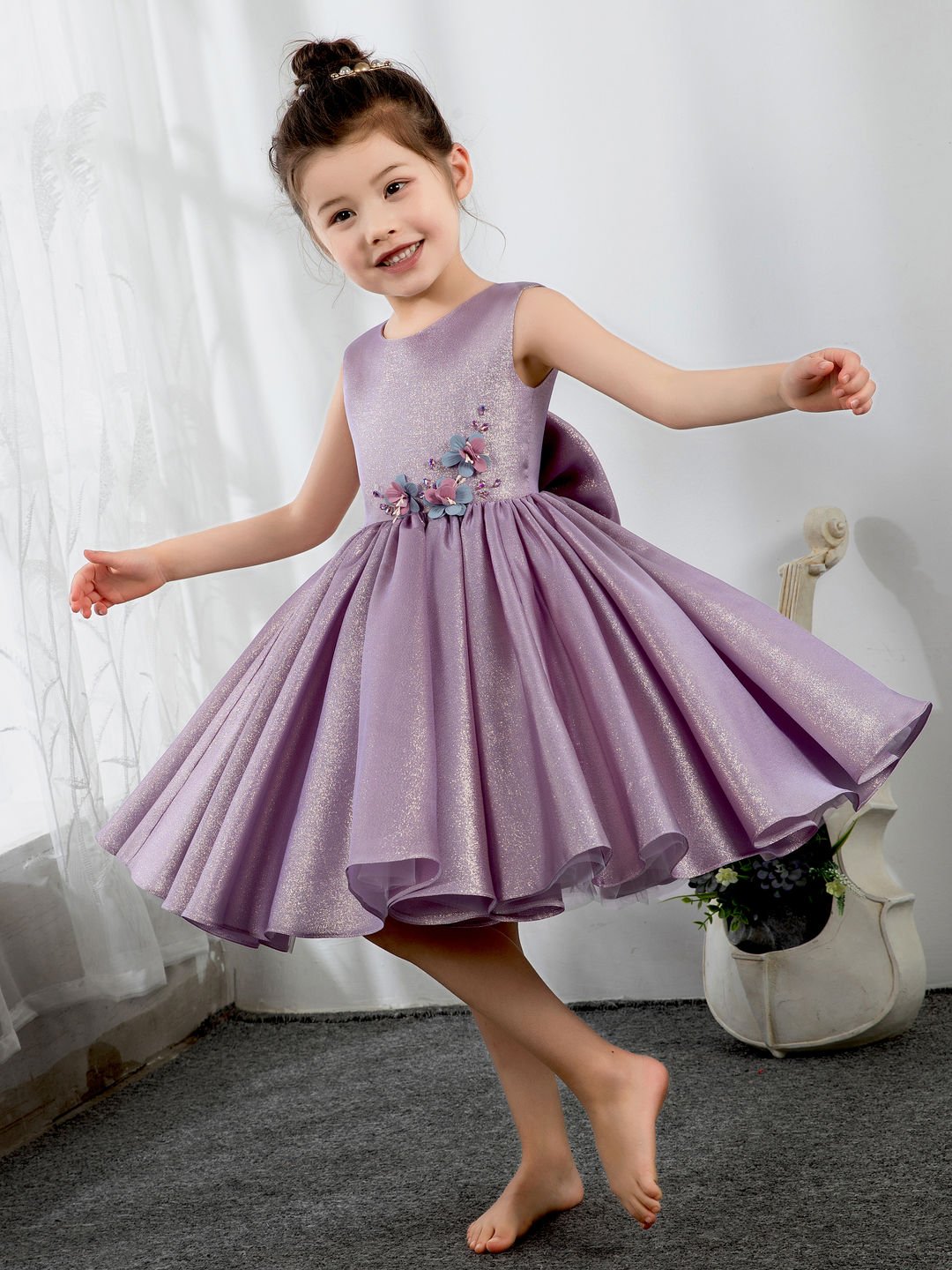 NumberSea - Satin Kids Dresses Girls Princess Cute Dresses Sleeveless Birthday Dress Children's Occasion Wear Party Dresses