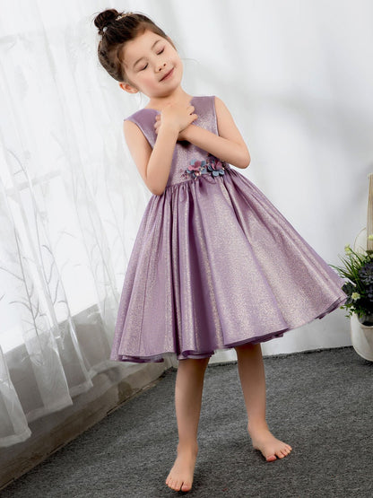 NumberSea - Satin Kids Dresses Girls Princess Cute Dresses Sleeveless Birthday Dress Children's Occasion Wear Party Dresses