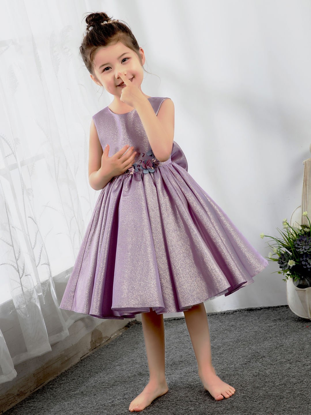 NumberSea - Satin Kids Dresses Girls Princess Cute Dresses Sleeveless Birthday Dress Children's Occasion Wear Party Dresses