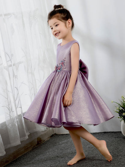 NumberSea - Satin Kids Dresses Girls Princess Cute Dresses Sleeveless Birthday Dress Children's Occasion Wear Party Dresses