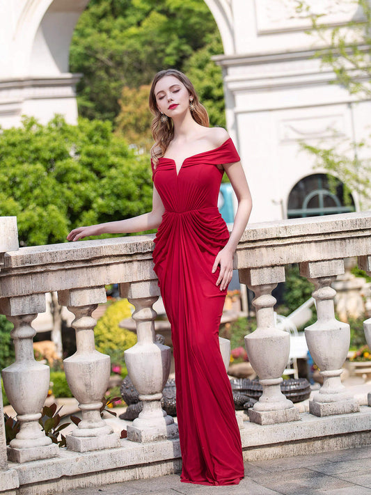 Numbersea Mermaid Fashion Formal Evening Dresses Off Shoulder Sleeveless Floor Length