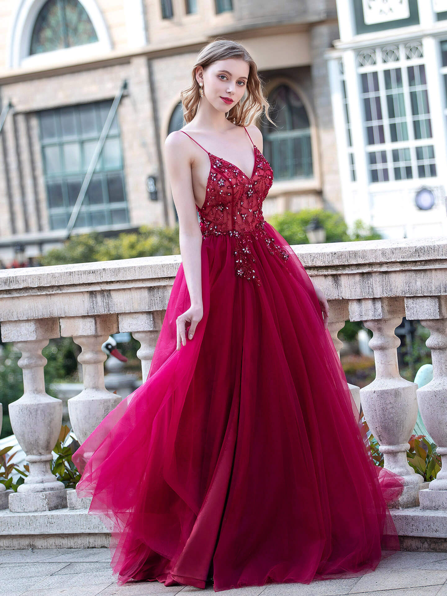 A-line Luxurious Sexy Formal Evening Dresses Spaghetti Strap Sleeveless With Slit Floor Length Prom Dresses