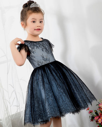 NumberSea - Dark Navy Lace Girls Princess Cute Dresses Birthday Dress Party Dresses Kids Dresses Boutique