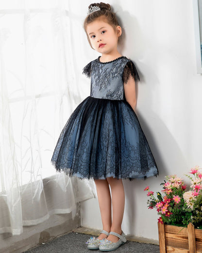 NumberSea - Dark Navy Lace Girls Princess Cute Dresses Birthday Dress Party Dresses Kids Dresses Boutique