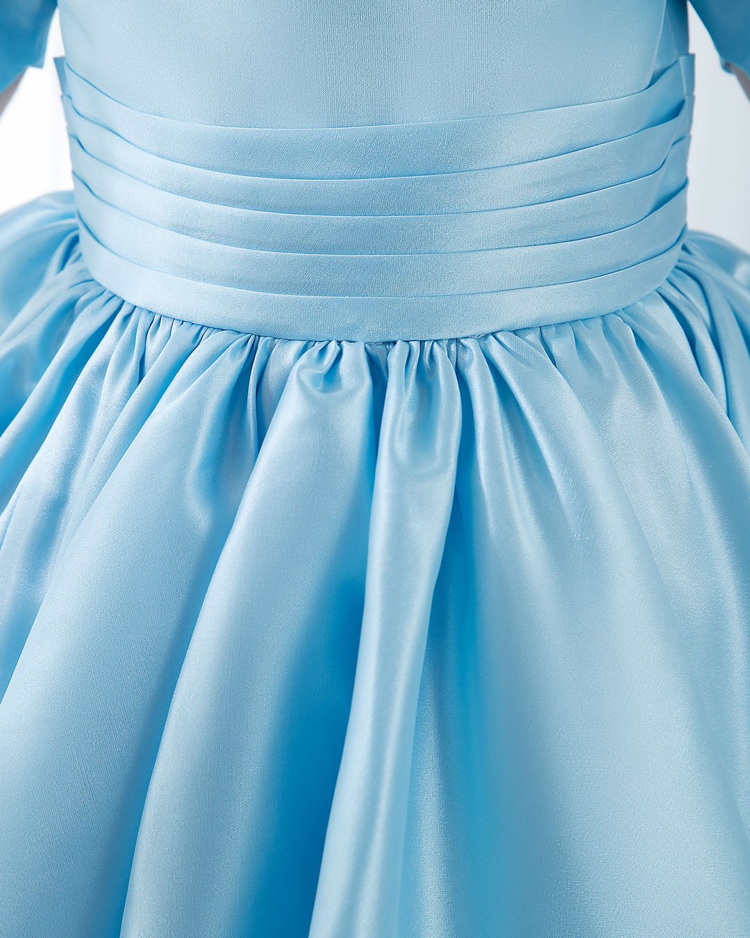 NumberSea - Light Blue Satin Girls Princess Cute Dresses Birthday Dress Party Dresses Kids Dresses Boutique