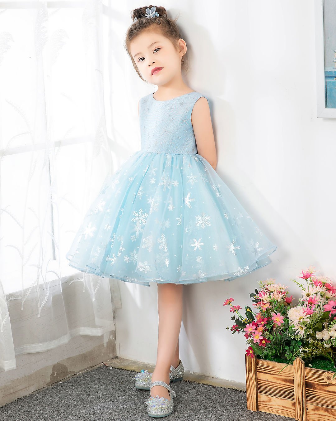 NumberSea - Light Blue Tulle Girls Princess Cute Dresses Birthday Dress Party Dresses Kids Dresses Boutique