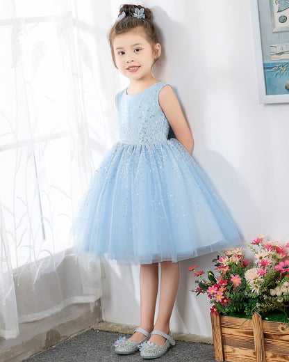 NumberSea - Light Blue Sleeveless Girls Princess Cute Dresses Birthday Dress Party Dresses Kids Dresses Boutique