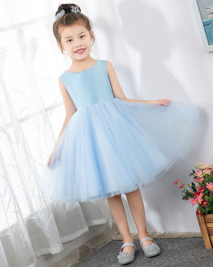 NumberSea - Light Blue Sleeveless Girls Princess Cute Dresses Birthday Dress Party Dresses Kids Dresses