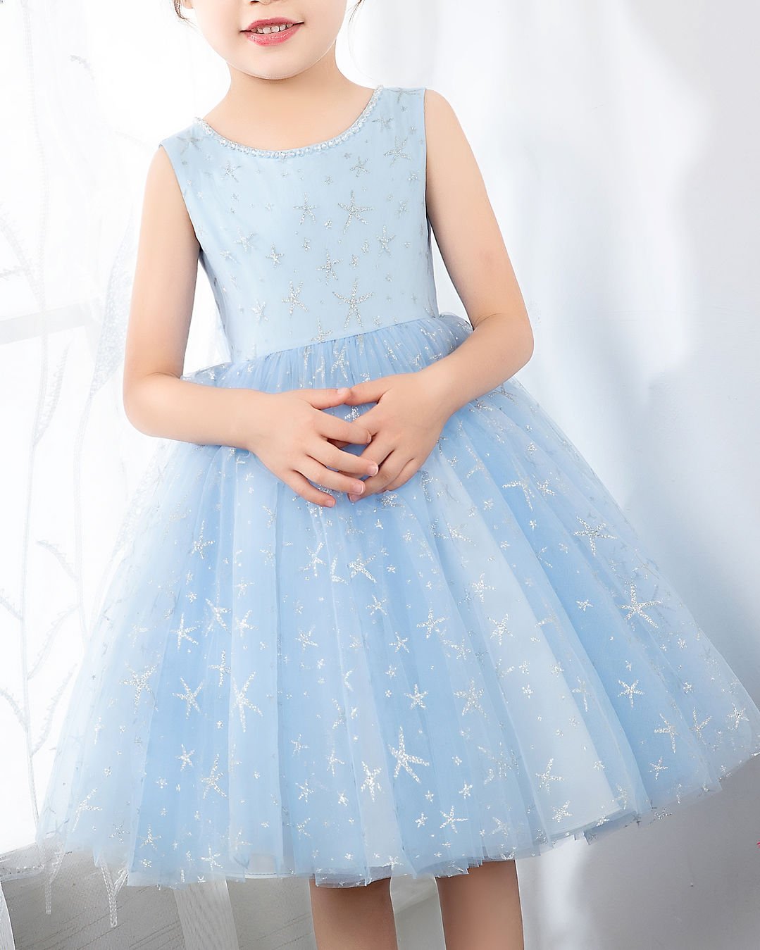 NumberSea - Light Blue Sleeveless Girls Princess Dresses Birthday Dress Party Dresses Kids Fashion Dresses