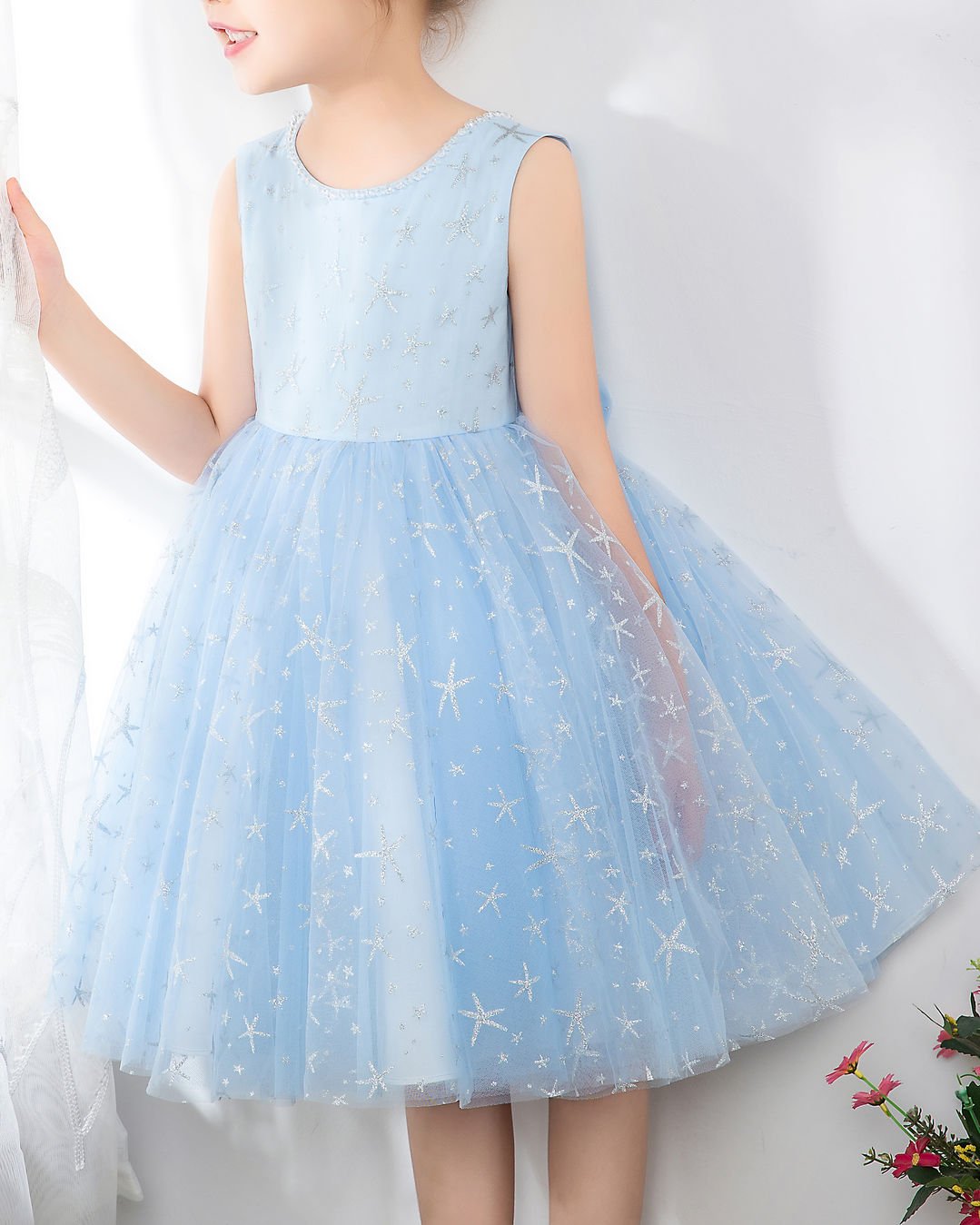 NumberSea - Light Blue Sleeveless Girls Princess Dresses Birthday Dress Party Dresses Kids Fashion Dresses