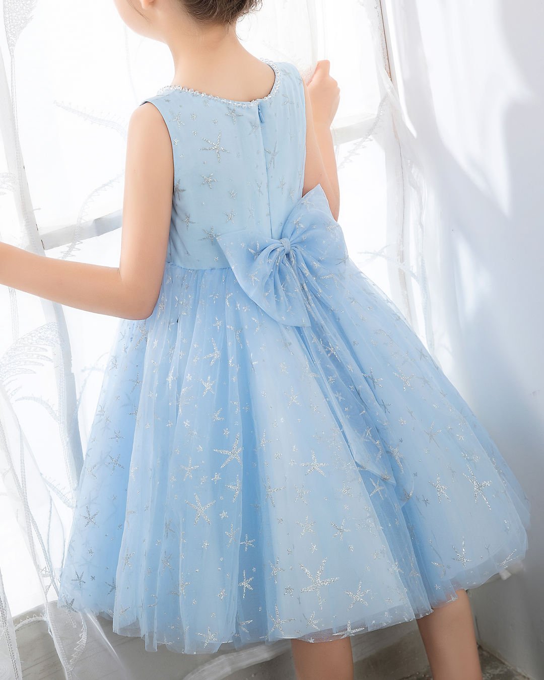 NumberSea - Light Blue Sleeveless Girls Princess Dresses Birthday Dress Party Dresses Kids Fashion Dresses