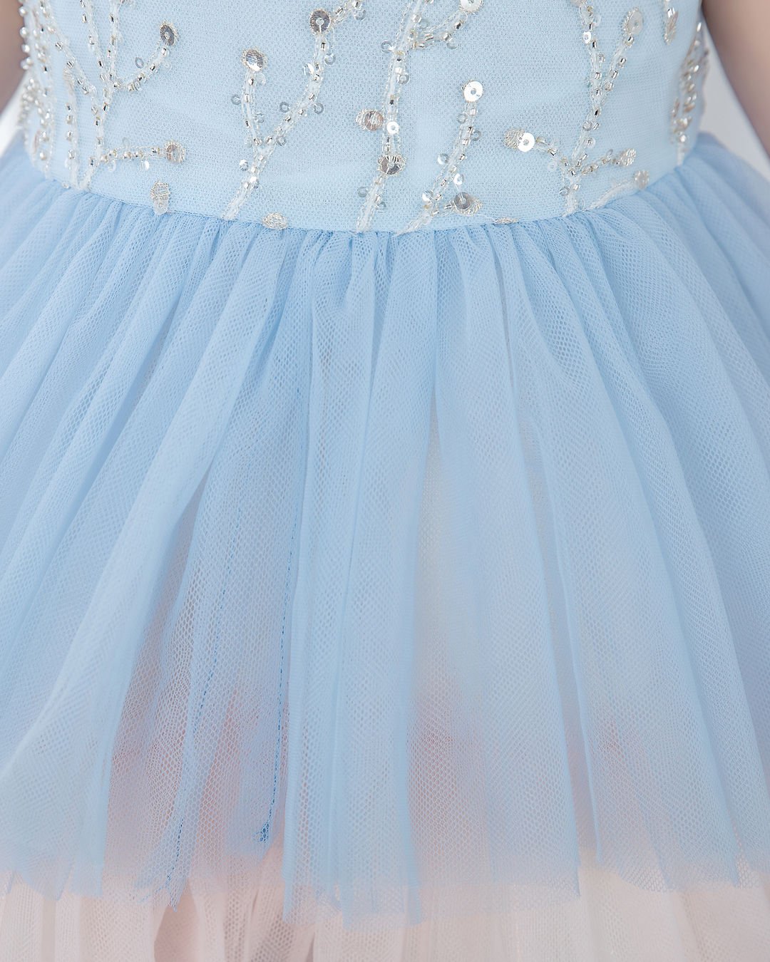 NumberSea - Light Blue Sleeveless Beaded Girls Princess Dresses Birthday Dress Party Dresses Kids Fashion Dresses