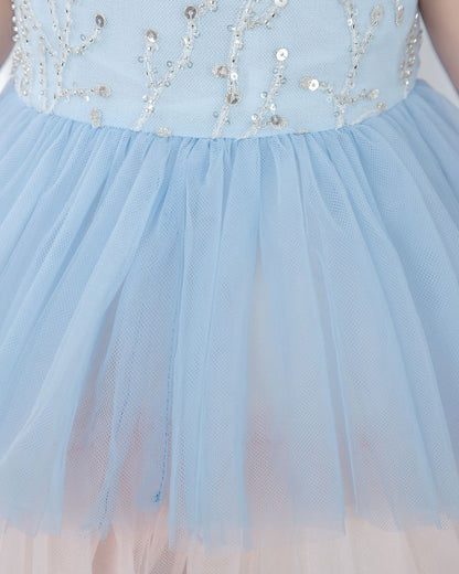 NumberSea - Light Blue Sleeveless Beaded Girls Princess Dresses Birthday Dress Party Dresses Kids Fashion Dresses