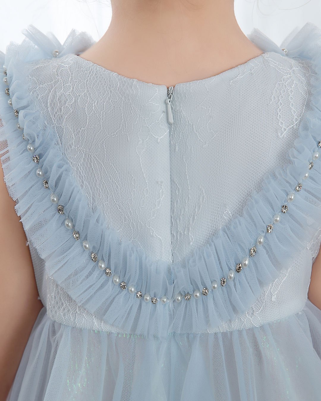 NumberSea - Light Blue Sleeveless Girls Princess Dresses Birthday Dress Party Dresses Children's Occasion Wear