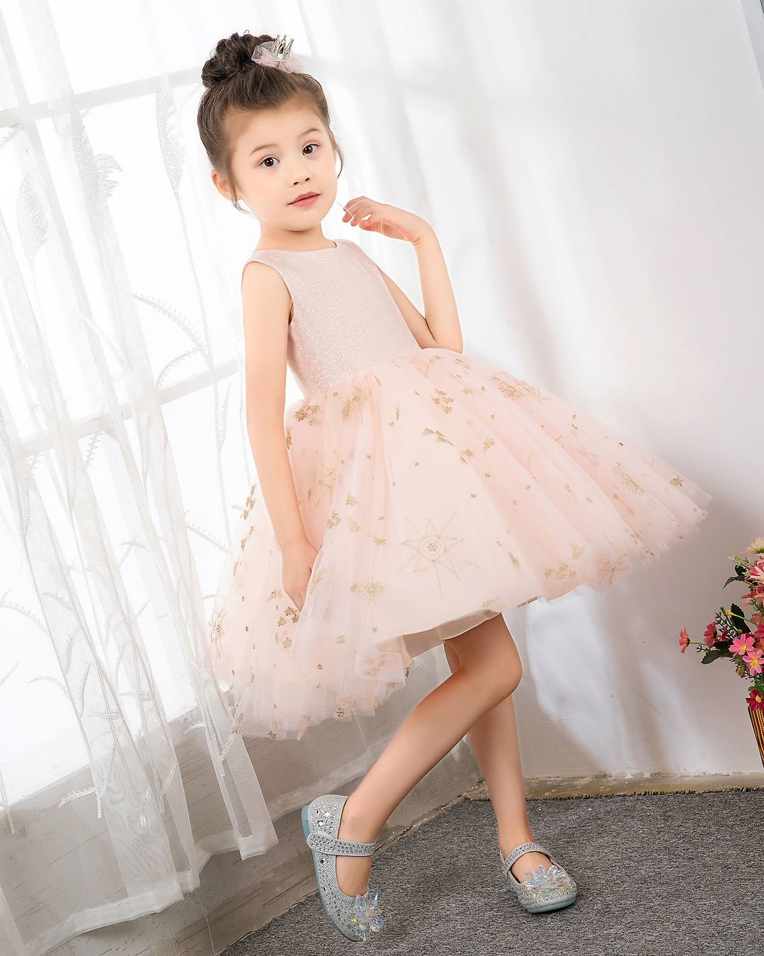 NumberSea - Pink Sleeveless Girls Princess Dresses Birthday Dress Party Dress Children's Occasion Wear