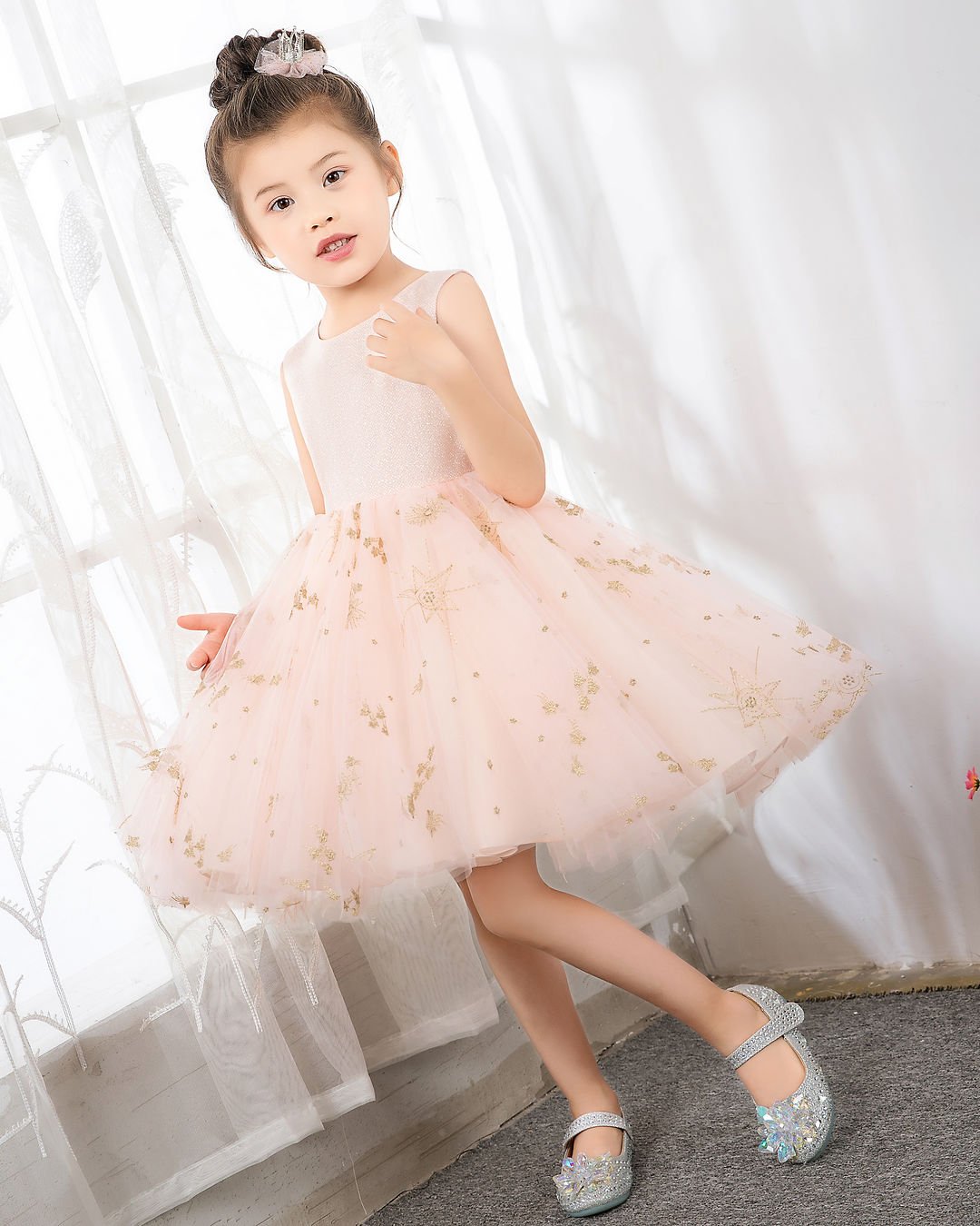 NumberSea - Pink Sleeveless Girls Princess Dresses Birthday Dress Party Dress Children's Occasion Wear