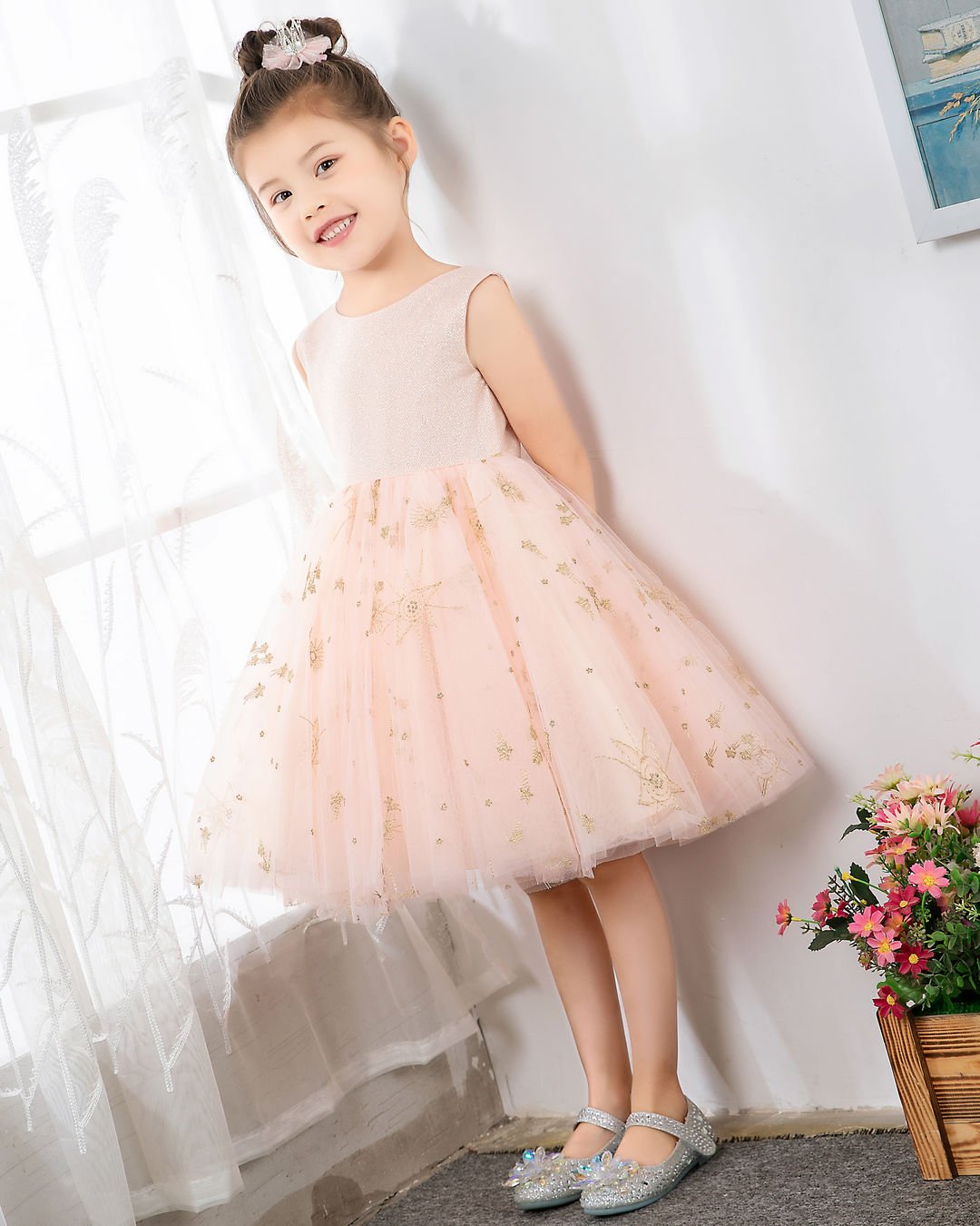 NumberSea - Pink Sleeveless Girls Princess Dresses Birthday Dress Party Dress Children's Occasion Wear