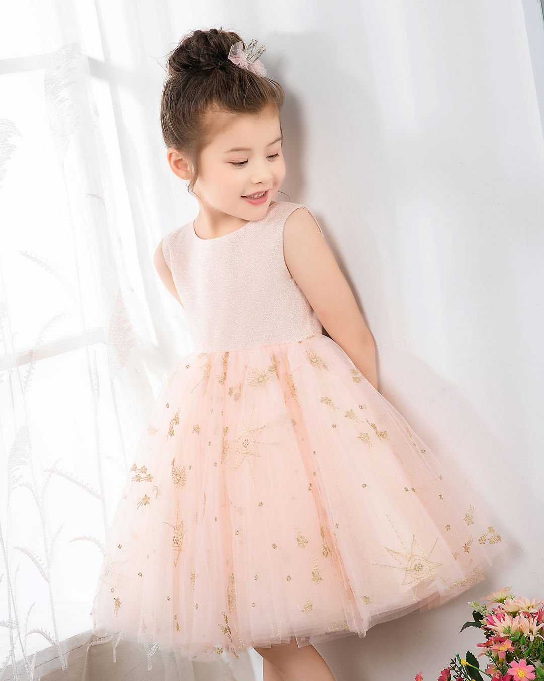 NumberSea - Pink Sleeveless Girls Princess Dresses Birthday Dress Party Dress Children's Occasion Wear