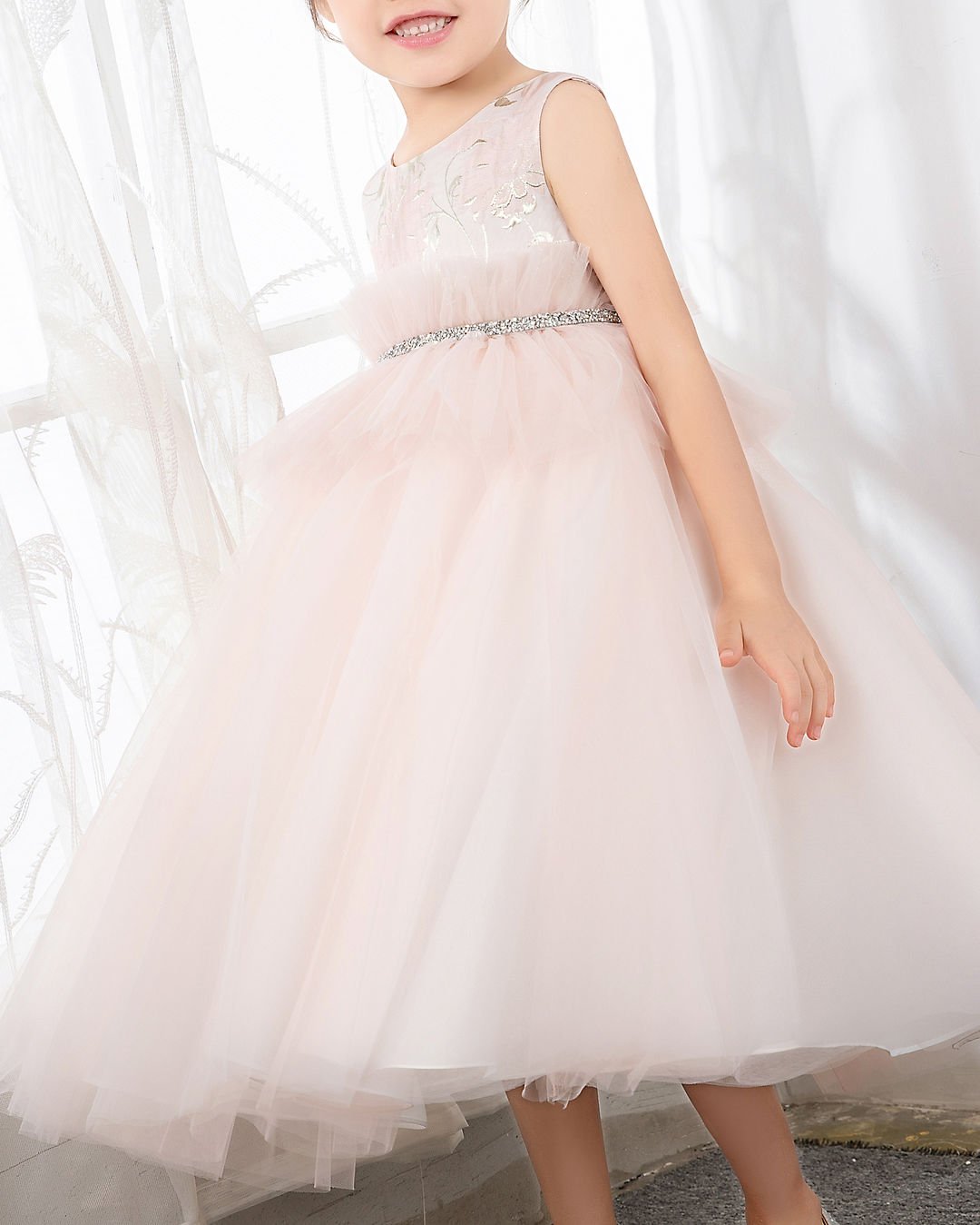 NumberSea - Pink Tulle Sleeveless Girls Princess Dresses Birthday Dress Party Dress Children's Occasion Wear