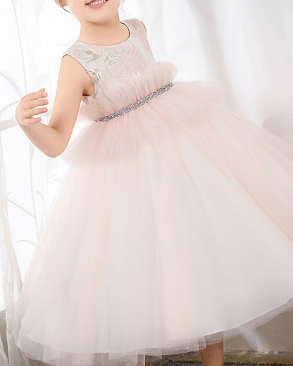 NumberSea - Pink Tulle Sleeveless Girls Princess Dresses Birthday Dress Party Dress Children's Occasion Wear