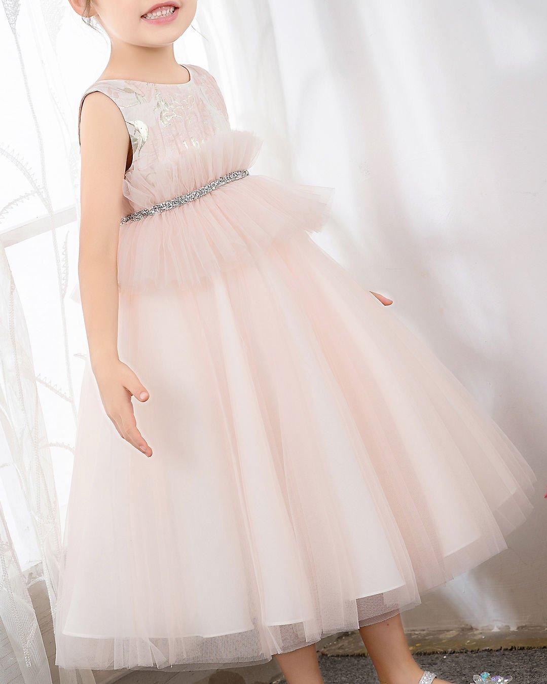 NumberSea - Pink Tulle Sleeveless Girls Princess Dresses Birthday Dress Party Dress Children's Occasion Wear