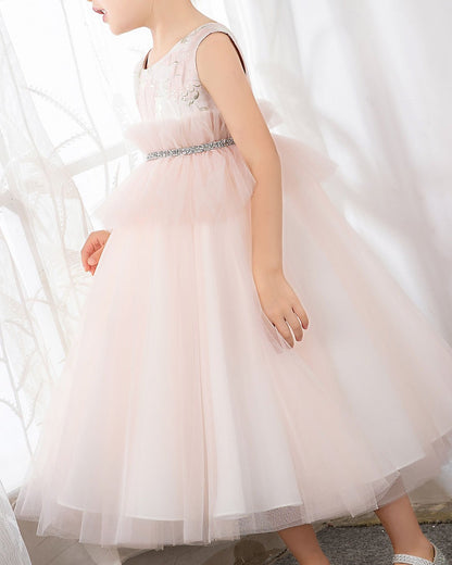 NumberSea - Pink Tulle Sleeveless Girls Princess Dresses Birthday Dress Party Dress Children's Occasion Wear