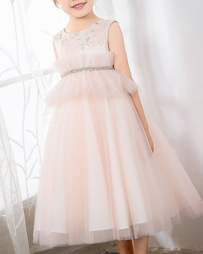 NumberSea - Pink Tulle Sleeveless Girls Princess Dresses Birthday Dress Party Dress Children's Occasion Wear