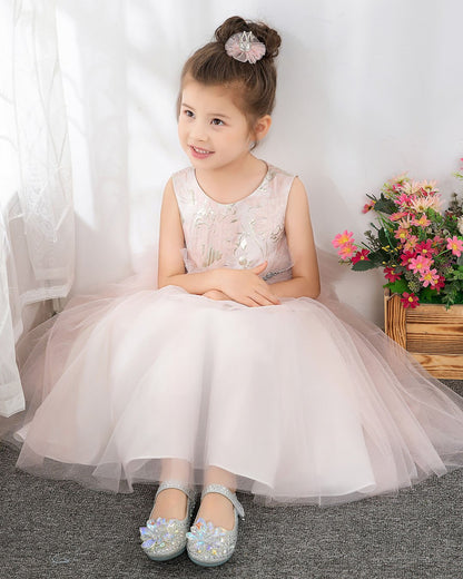 NumberSea - Pink Tulle Sleeveless Girls Princess Dresses Birthday Dress Party Dress Children's Occasion Wear