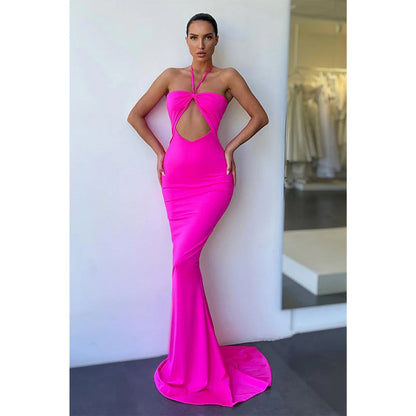 Unique Halter Mermaid Formal Evening Dress Long Dress