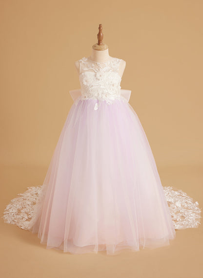 Dream Princess Sleeveless Lace and Tulle with Beading Flower Girl Dress