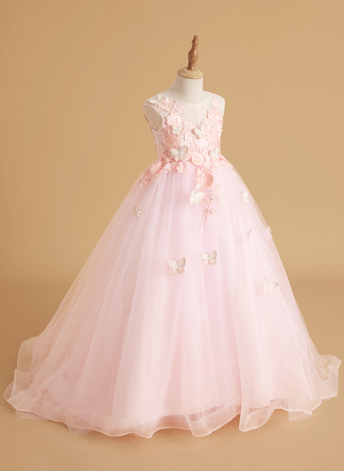 Serenity Princess Ball Gown with Lace Appliques and Butterfly Embellishments