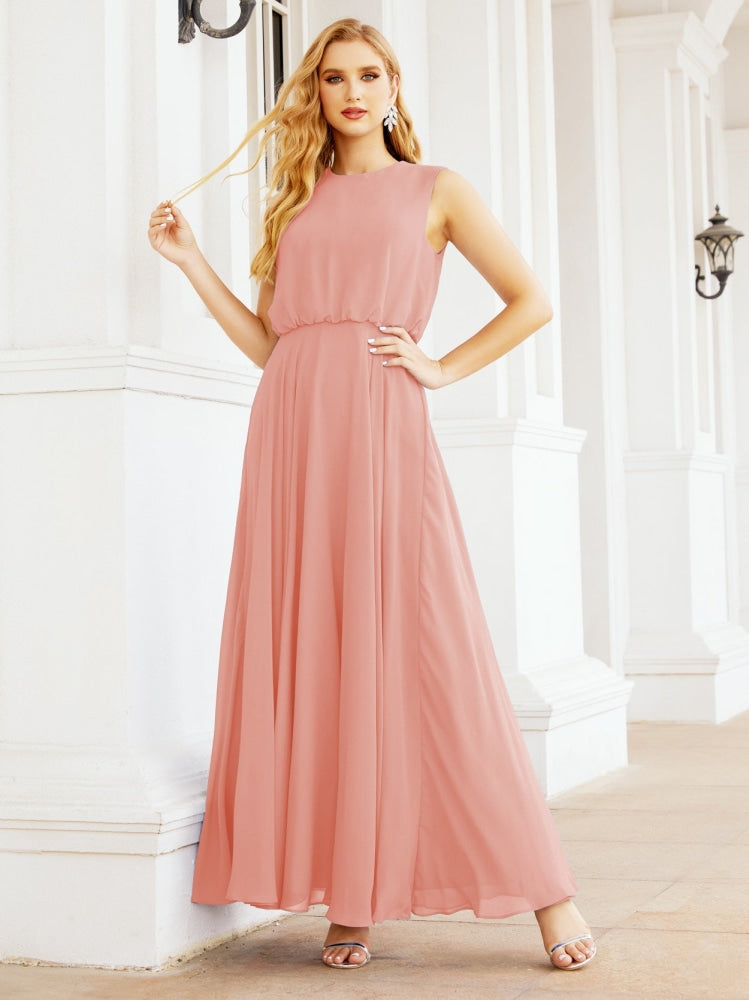 Numbersea Sleeveless Long Bridesmaid Dress A line Formal Evening Prom Gown 28025-numbersea