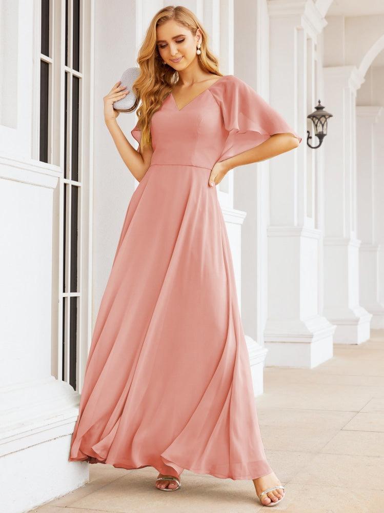 Numbersea Bridesmaid Dresses for Wedding Formal Evening Party Prom Gown with Cape 28050-numbersea