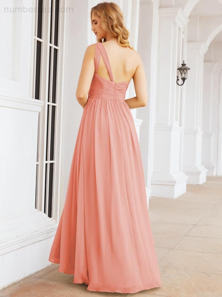 Numbersea One Shoulder Bridesmaid Dresses Long Maxi Formal Evening Party Prom Gowns 28061-numbersea