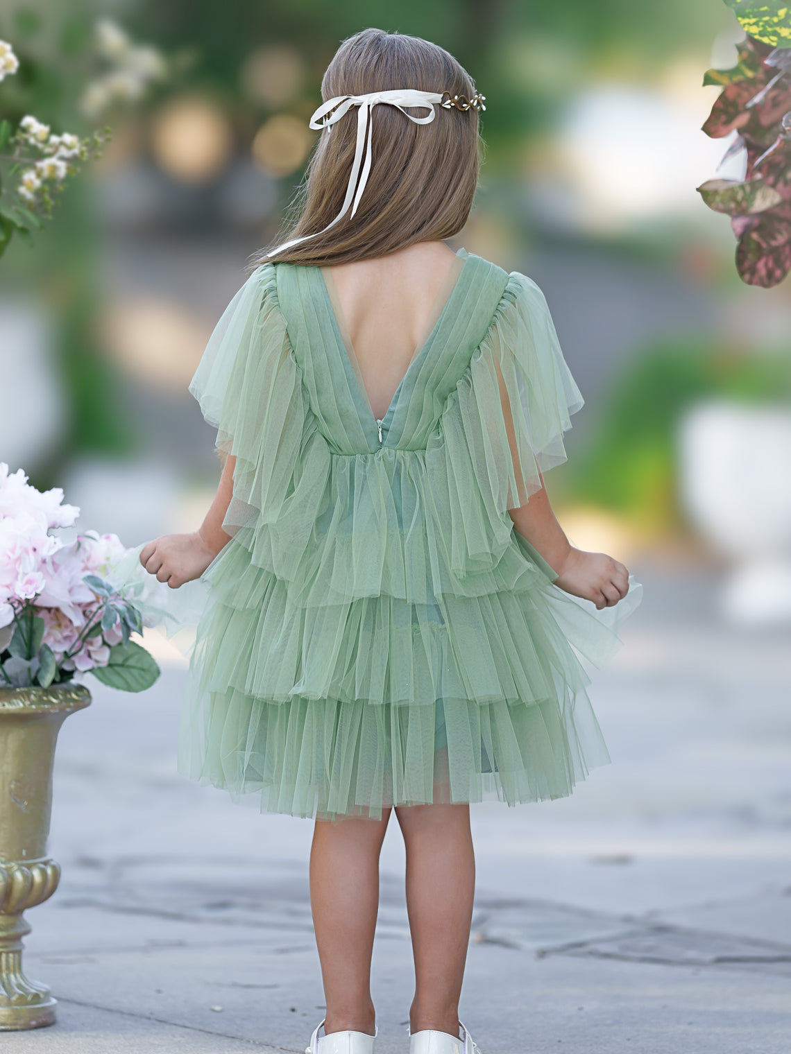 Enchanted Garden Fairy Elegant Tulle Toddler Flower Girl Dress