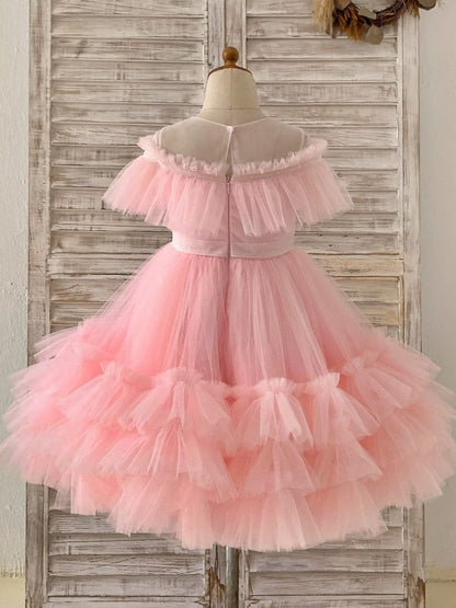 Tulle Knee-length Pink Dress (2003227601)