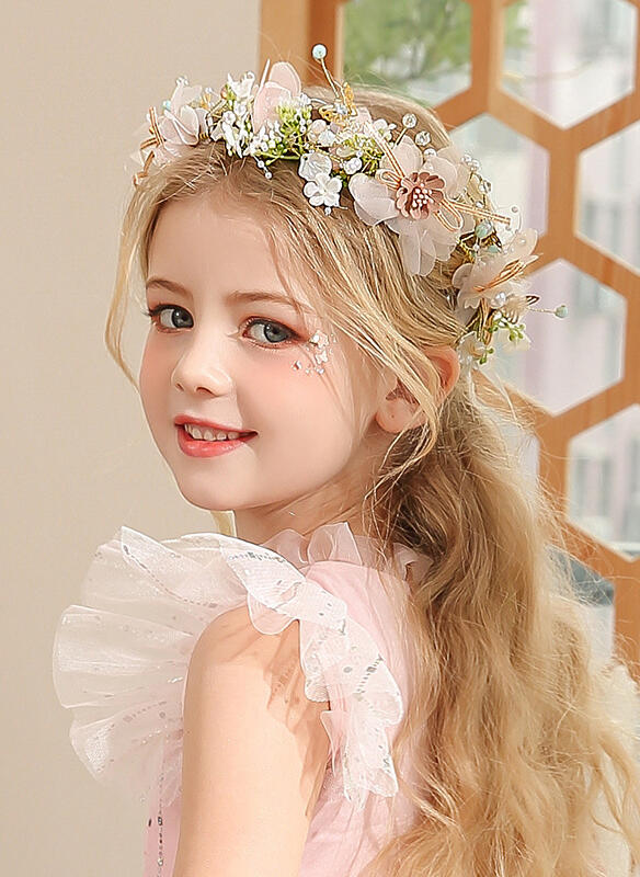 Flower Girl Headpiece Pink Daily Wear/Wedding/Special Occasion Lace/Sequin/Pearl/Flower