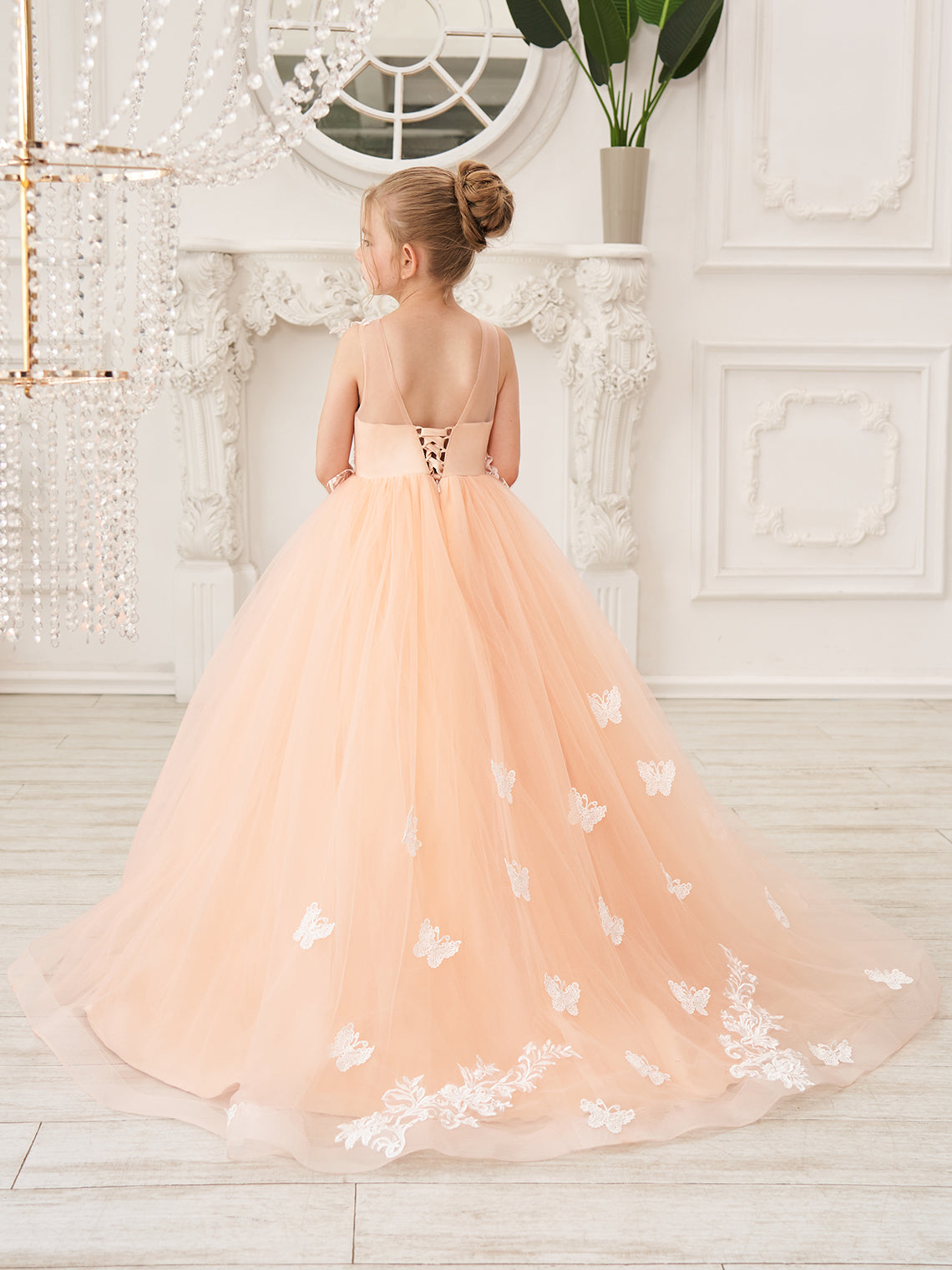 Elegant A-Line Princess Sleeveless Tulle Flower Girl Dress