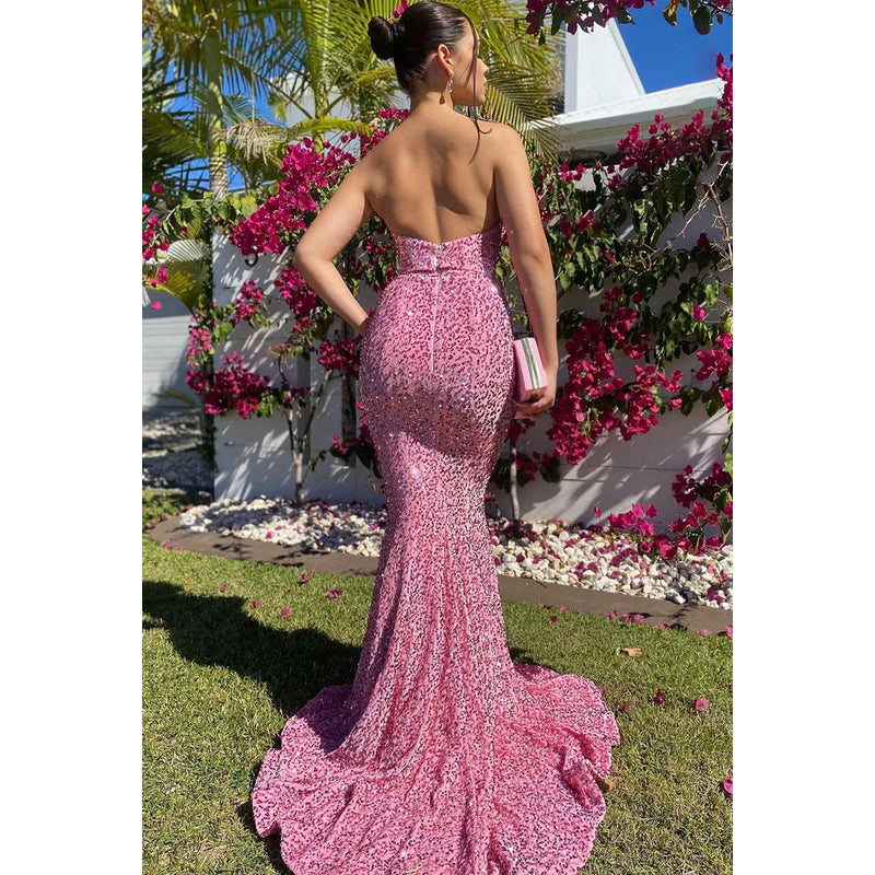 Trumpet/Mermaid Sweetheart Sequined Backless Zipper-Up Formal Dress