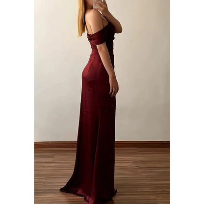 Fitted Off-shoulder Ruched with Side Slit Party Prom Evening Dress