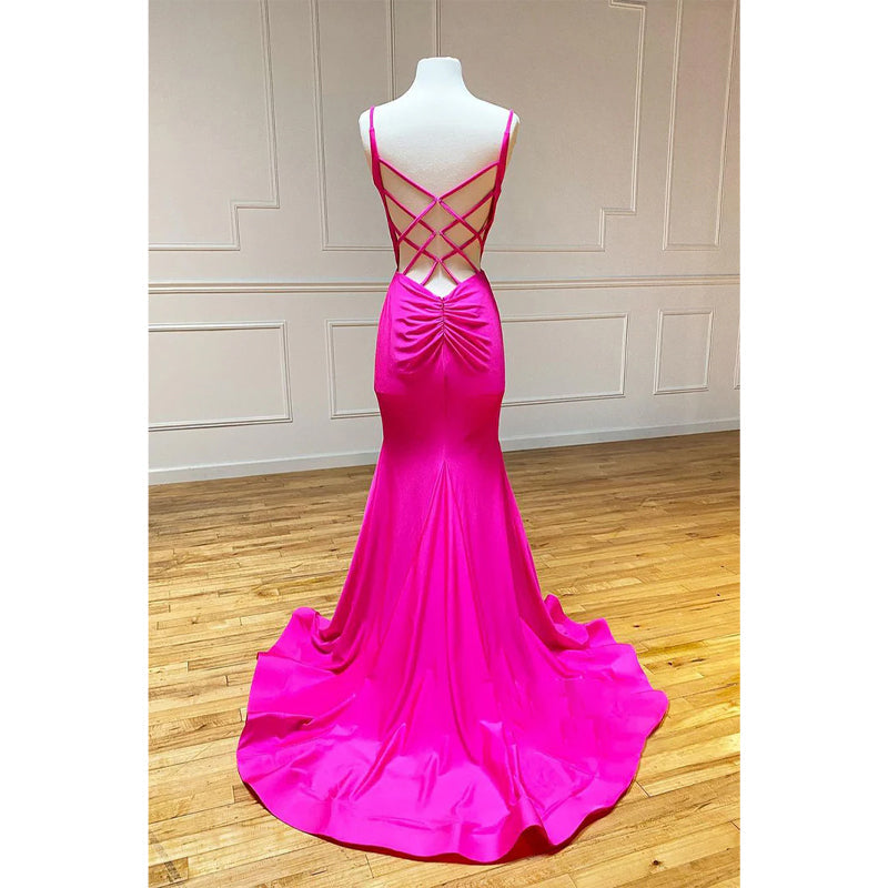 Plunging V-neck Simple Mermaid Prom Dress