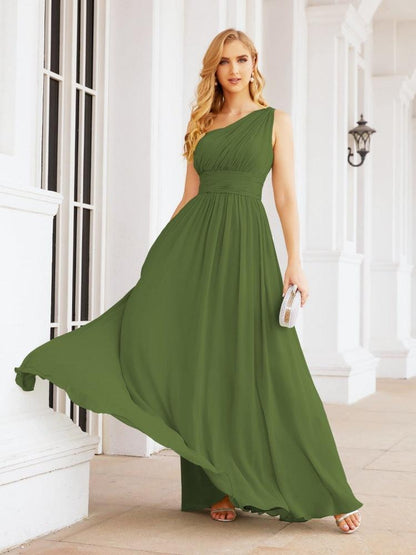 Numbersea One Shoulder Bridesmaid Dresses Long Maxi Formal Evening Party Prom Gowns 28061-numbersea