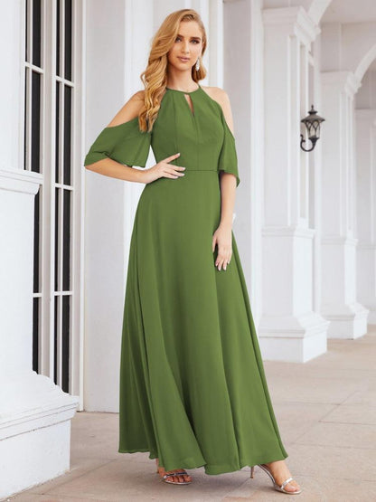 Numbersea Cold Shoulder Bridesmaid Dresses A-Line Long Formal Evening Gowns 28074-numbersea