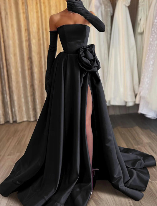 Elegantes Karnevalskleid, formelles Abendkleid, bodenlang, ärmellos, trägerlos, Satin