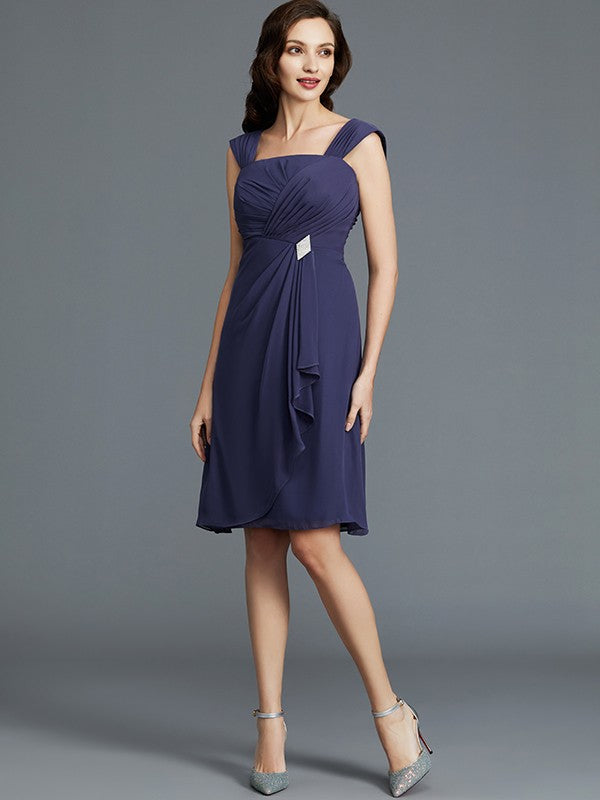 Sheath/Column Straps Chiffon Knee-Length Sleeveless Mother of the Bride Dresses