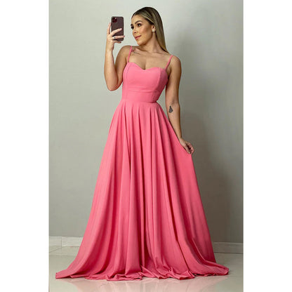 Spaghetti Straps Sweetheart Long Bridesmaid Dress Formal Gown